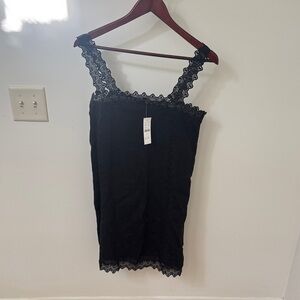 J. Crew Black Lace Trim Chemise